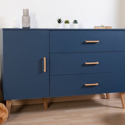 Commode - 3 laden + 1 deur + verzorgin Bold blue