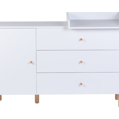 Commode - 3 laden + 1 deur + verzor Wonder white