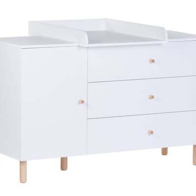 Commode - 3 laden + 1 deur + verzor Wonder white