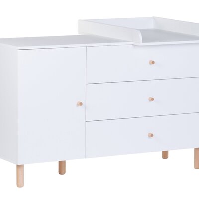 Commode - 3 laden + 1 deur + verzor Wonder white