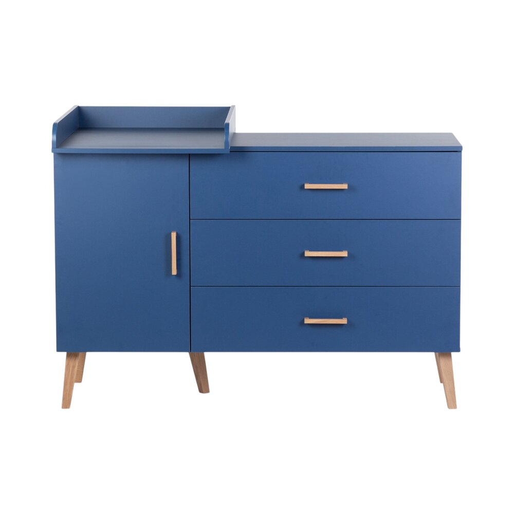 Commode - 3 laden + 1 deur + verzorgin Bold blue