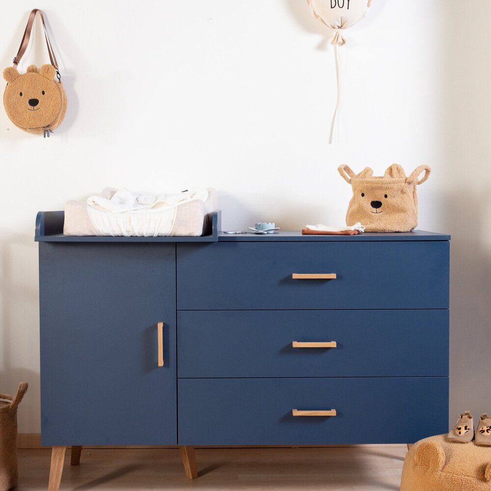 Commode - 3 laden + 1 deur + verzorgin Bold blue