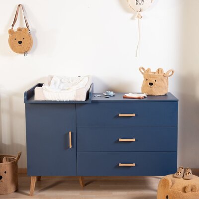 Commode - 3 laden + 1 deur + verzorgin Bold blue