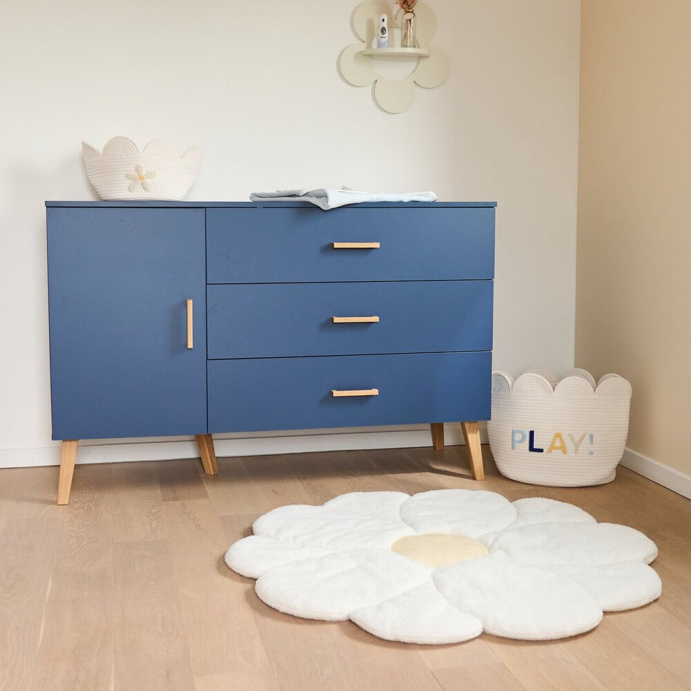 Commode - 3 laden + 1 deur + verzorgin Bold blue