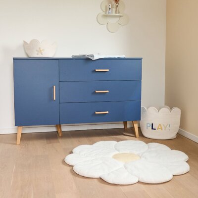 Commode - 3 laden + 1 deur + verzorgin Bold blue