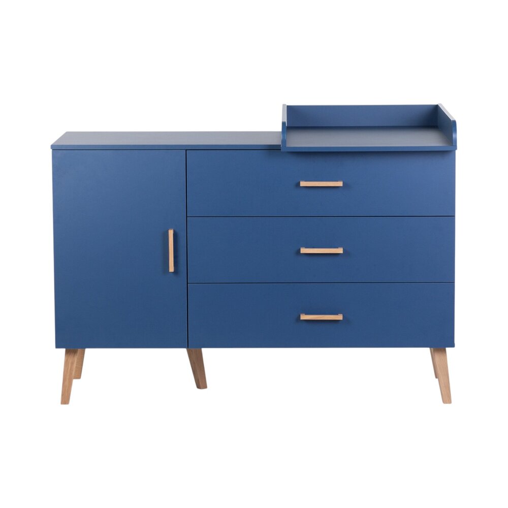 Commode - 3 laden + 1 deur + verzorgin Bold blue