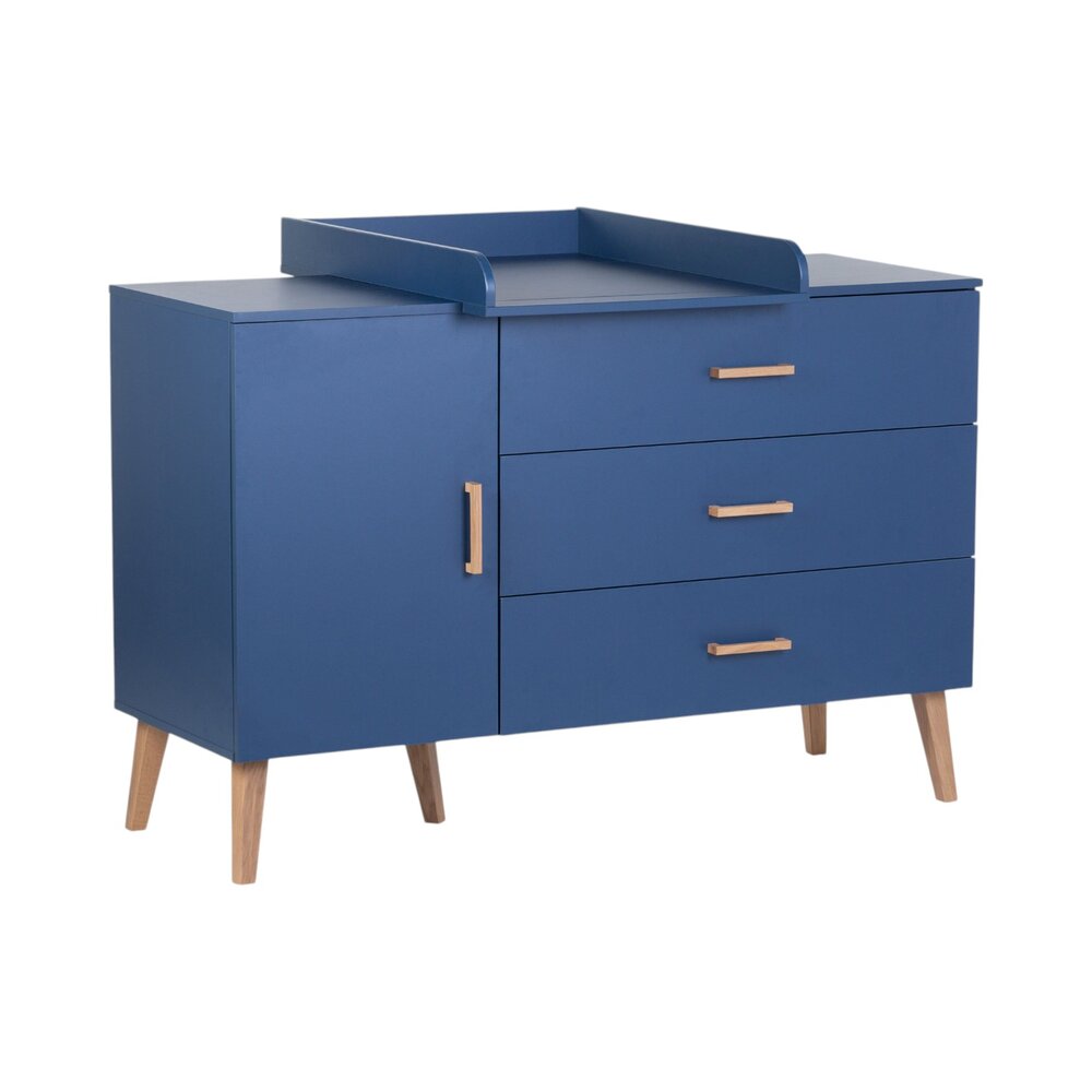 Commode - 3 laden + 1 deur + verzorgin Bold blue