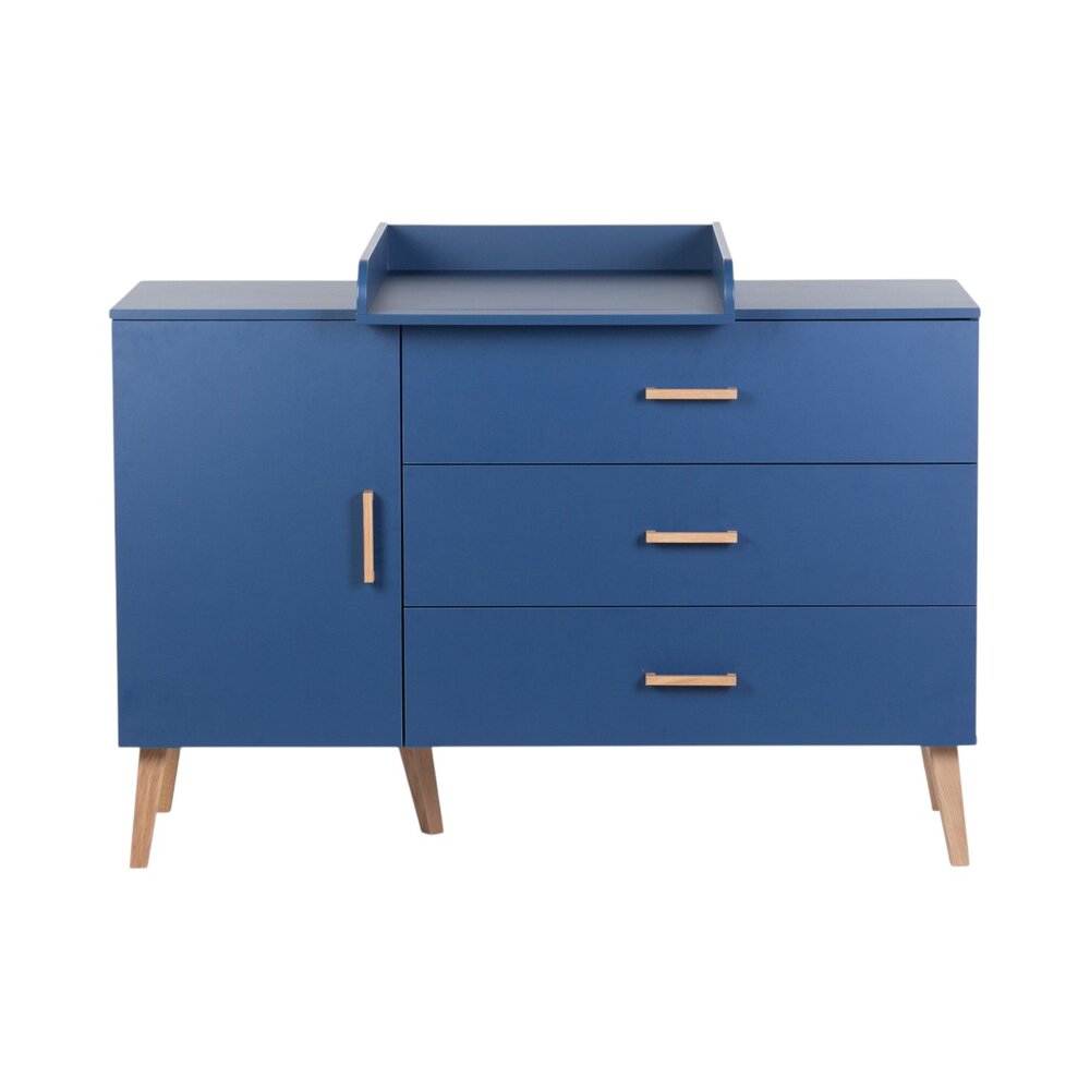 Commode - 3 laden + 1 deur + verzorgin Bold blue