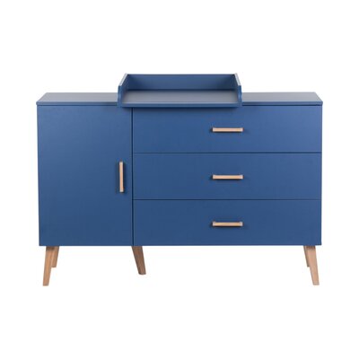 Commode - 3 laden + 1 deur + verzorgin Bold blue