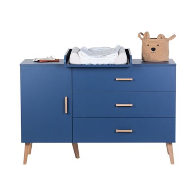 Commode - 3 laden + 1 deur + verzorgin Bold blue