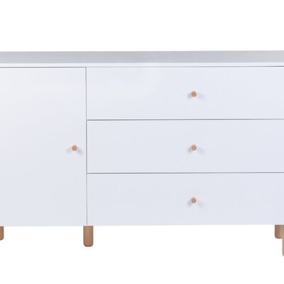 Commode - 3 laden + 1 deur + verzor Wonder white