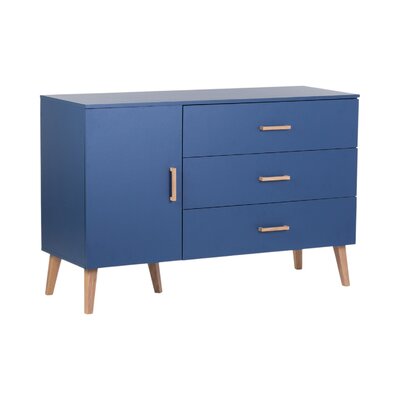 Commode - 3 laden + 1 deur + verzorgin Bold blue