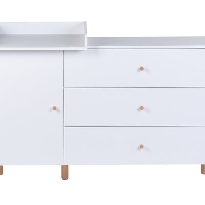 Commode - 3 laden + 1 deur + verzor Wonder white