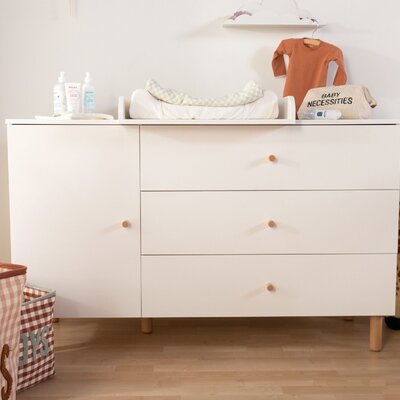 Commode - 3 laden + 1 deur + verzor Wonder white