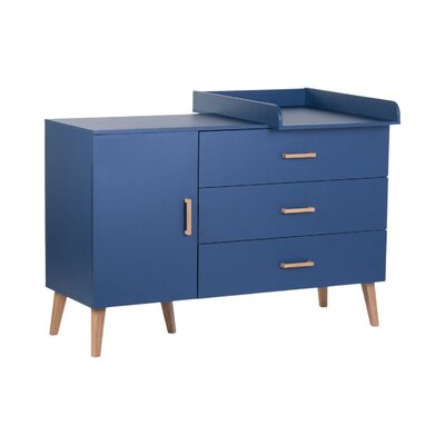 Commode - 3 laden + 1 deur + verzorgin Bold blue