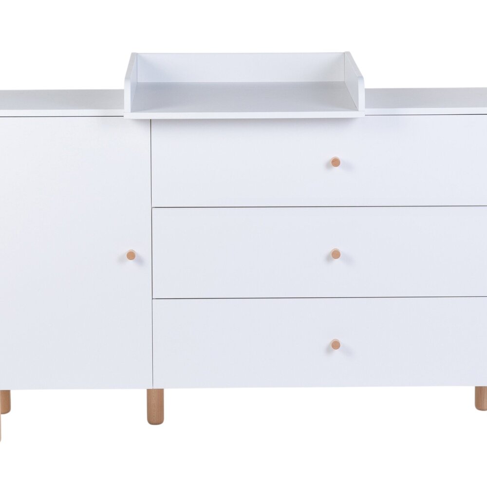 Commode - 3 laden + 1 deur + verzor Wonder white