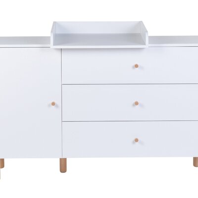 Commode - 3 laden + 1 deur + verzor Wonder white