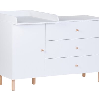 Commode - 3 laden + 1 deur + verzor Wonder white