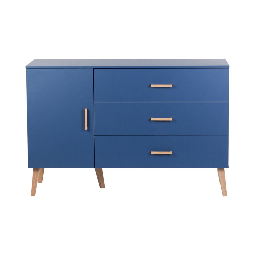 Commode - 3 laden + 1 deur + verzorgin Bold blue