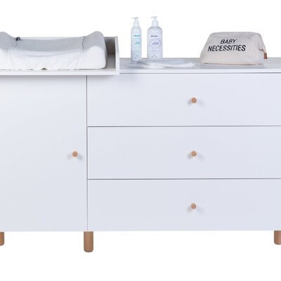 Commode - 3 laden + 1 deur + verzor Wonder white