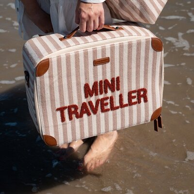 Mini Traveller Strepen Nude/Terracotta