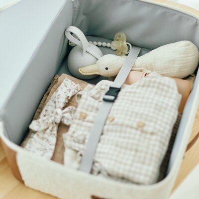 Mini Traveller Kids Suitcase Teddy Offwhite