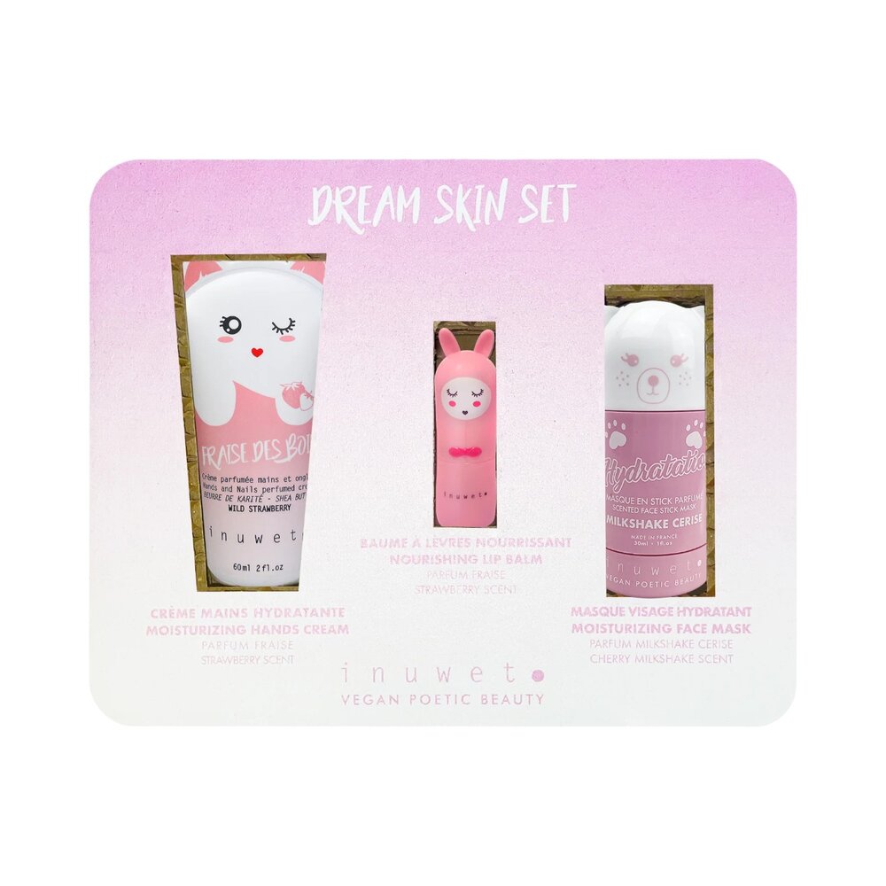 Geschenkset dream box (Handcréme,lippenbalsem,gezichtsmasker) Vegan Pink