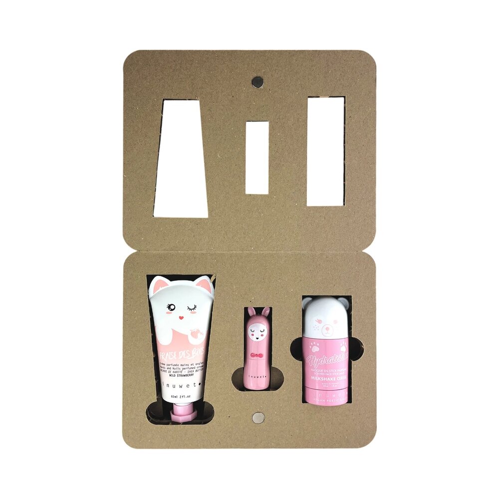 Geschenkset dream box (Handcréme,lippenbalsem,gezichtsmasker) Vegan Pink