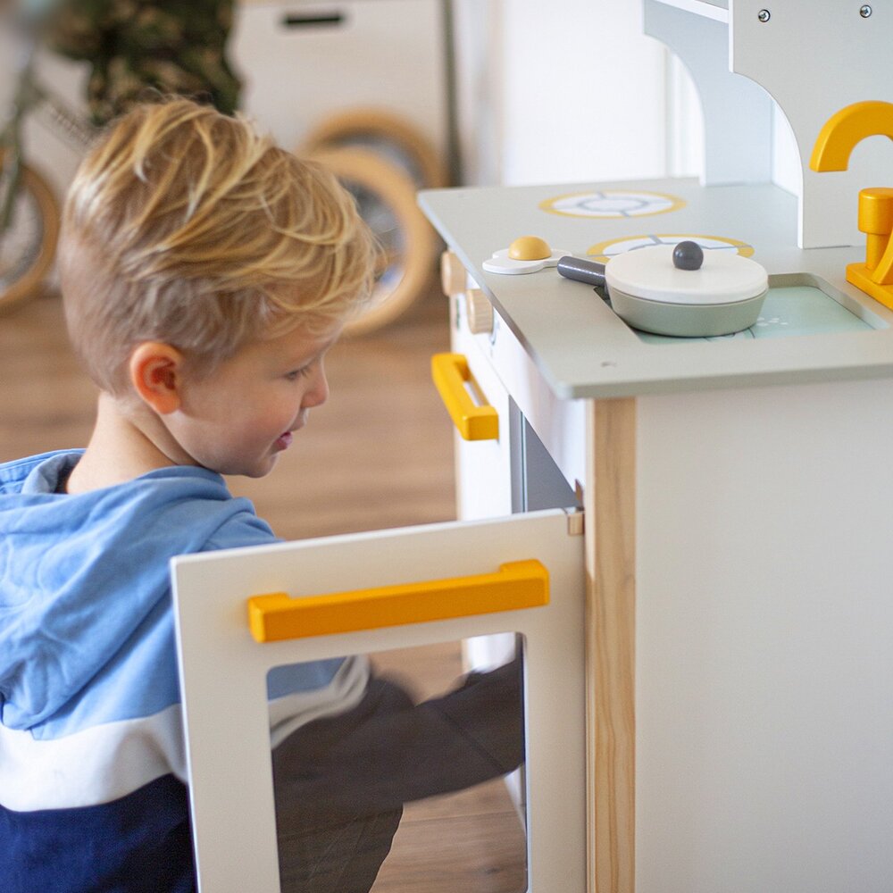 Houten speelkeuken wit/goud