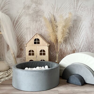 Foam speelset regenboog (3st) + ballenbad 90x30 + 200 ballen Grey