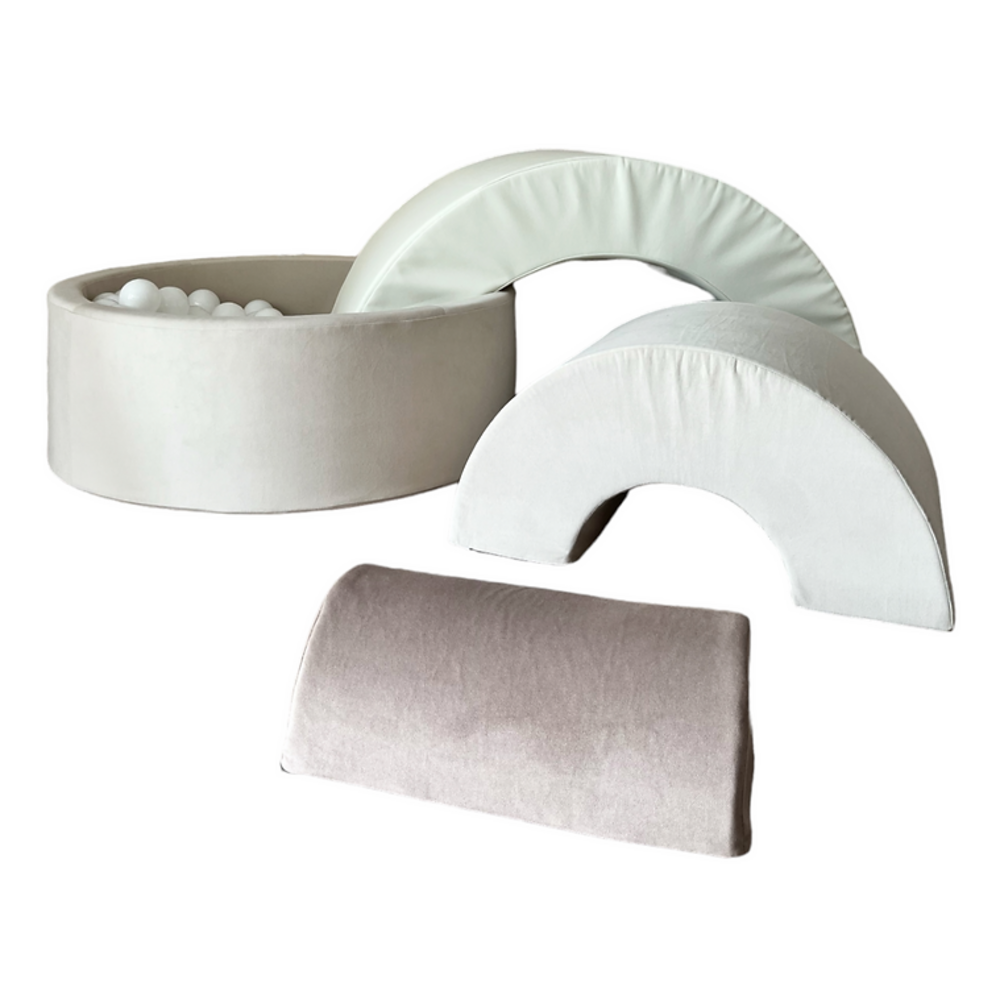 Foam speelset regenboog (3st) + ballenbad 90x30 + 200 ballen Beige