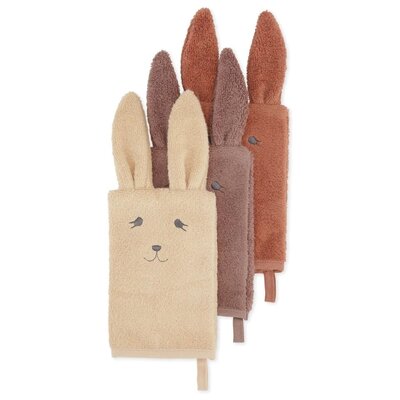 Set van 3 washandjes dier Bunny