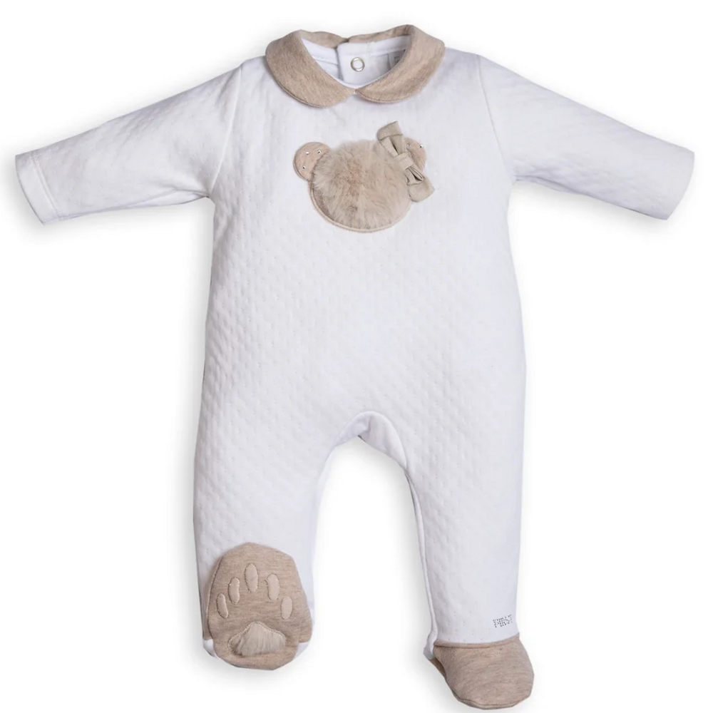 Babypakje met teddy en strikje vooraan White / Beige