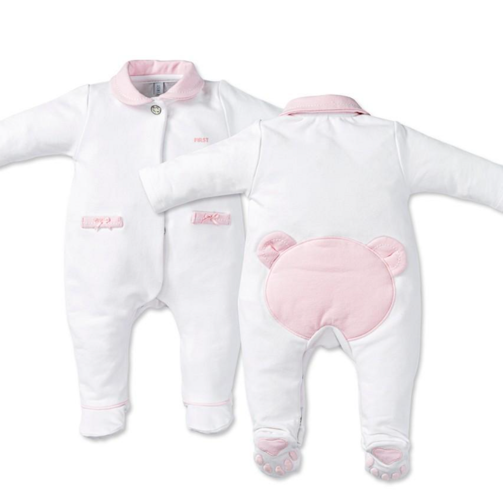 Babypakje met beer pretty pink White/ pretty pink