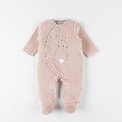 Pyjama in fluweel met konijntje Beige