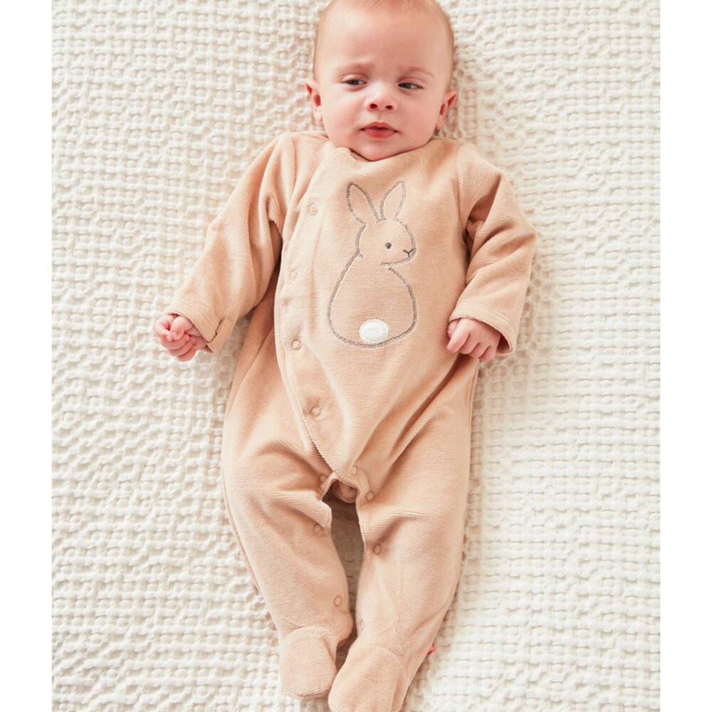 Pyjama in fluweel met konijntje Beige