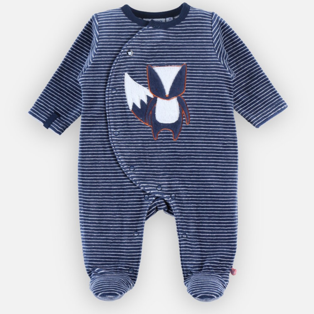 Pyjama in fluweel met vos Donkerblauw