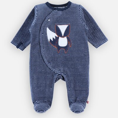 Pyjama in fluweel met vos Donkerblauw