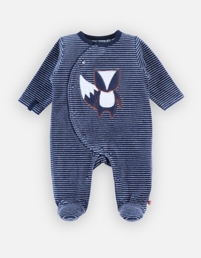 Pyjama in fluweel met vos Donkerblauw