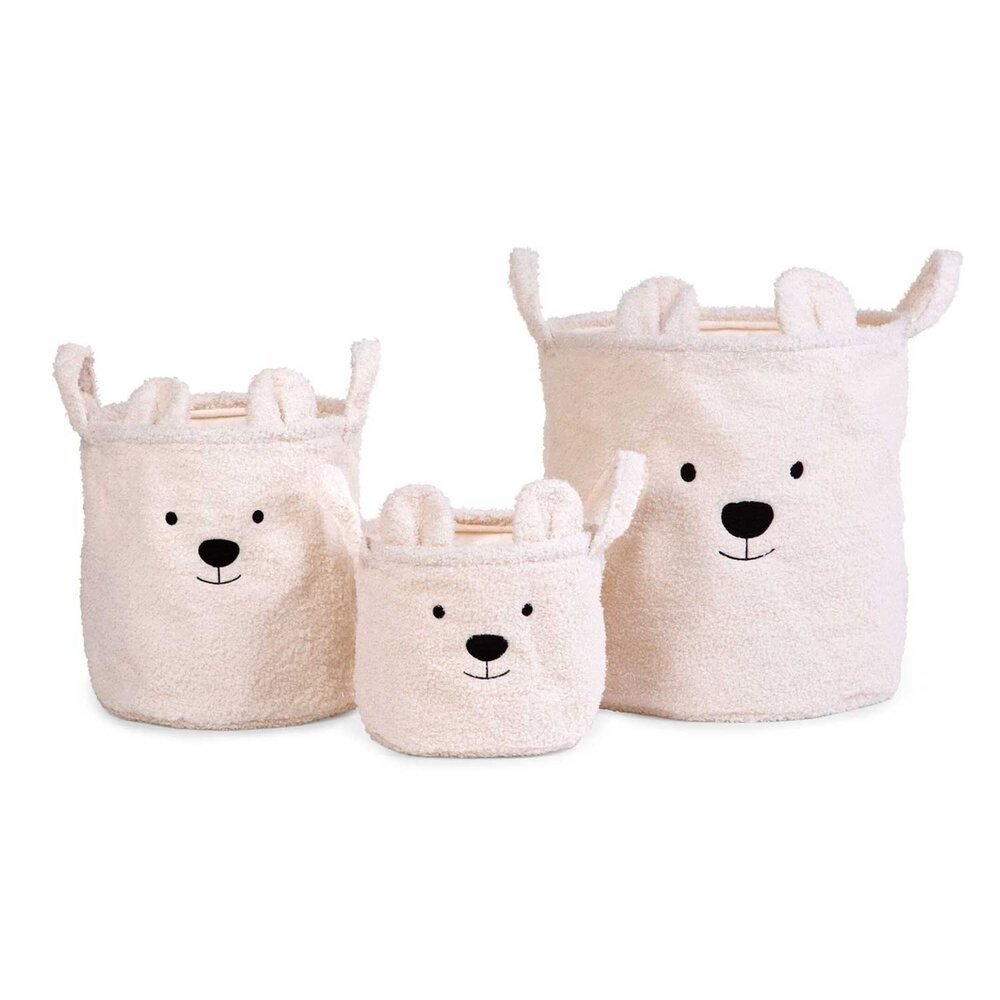 Teddy basket off white set of 3 (20/30/40) Offwhite