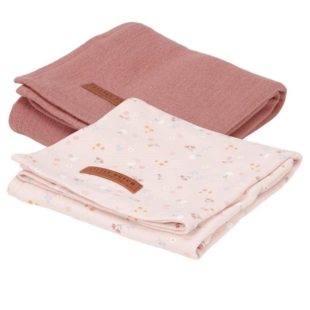 Swaddle doeken 70 x 70 pure pink blush / little pink flowers