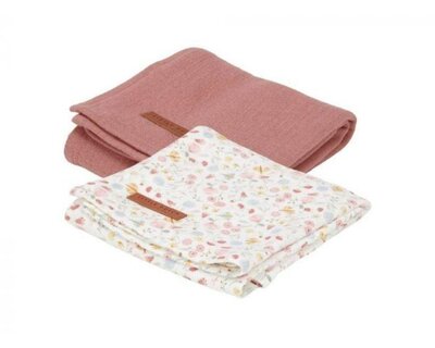 Swaddle doeken 70x70 Flowers & Butterflies / Pure Soft Pink