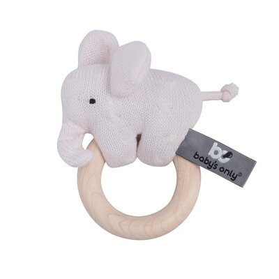 Houten rammelaar olifant Classic roze