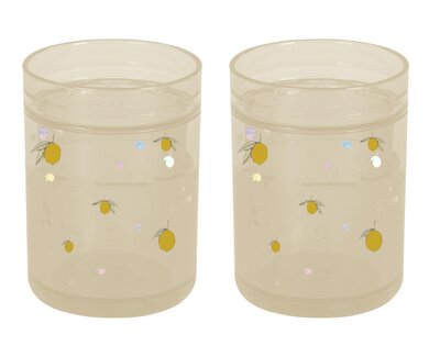 2 pack glitter bekers Lemon