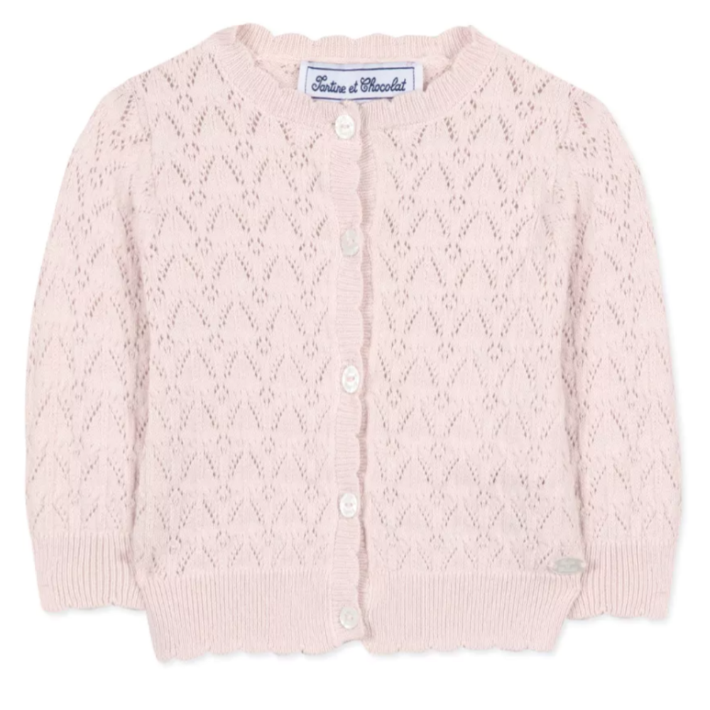 Vestje tricot visgraat Rose Pale