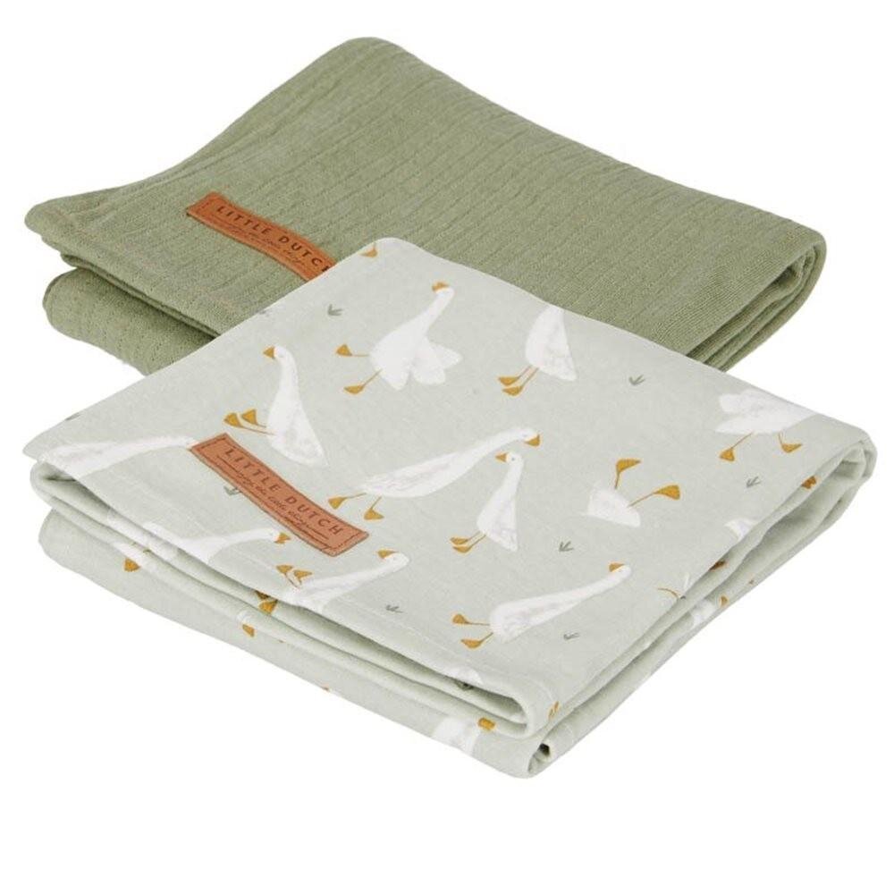 Swaddle doeken 70 x 70 little goose / pure olive