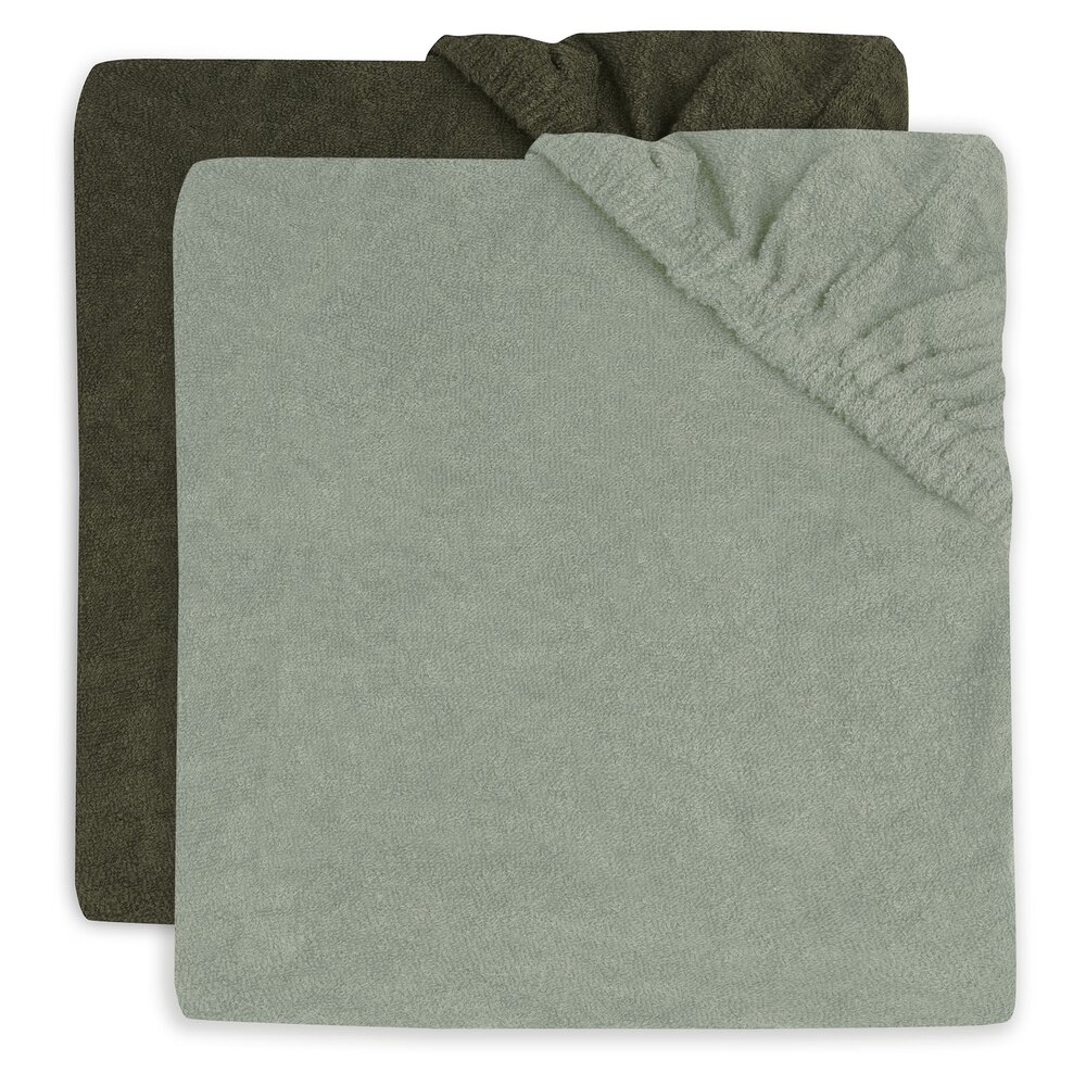 Aankleedkussenhoes badstof 50x70cm (2pack) Ash green / leaf green