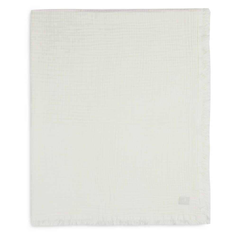 Deken Ledikant 120x120cm Muslin Fringe Ivory