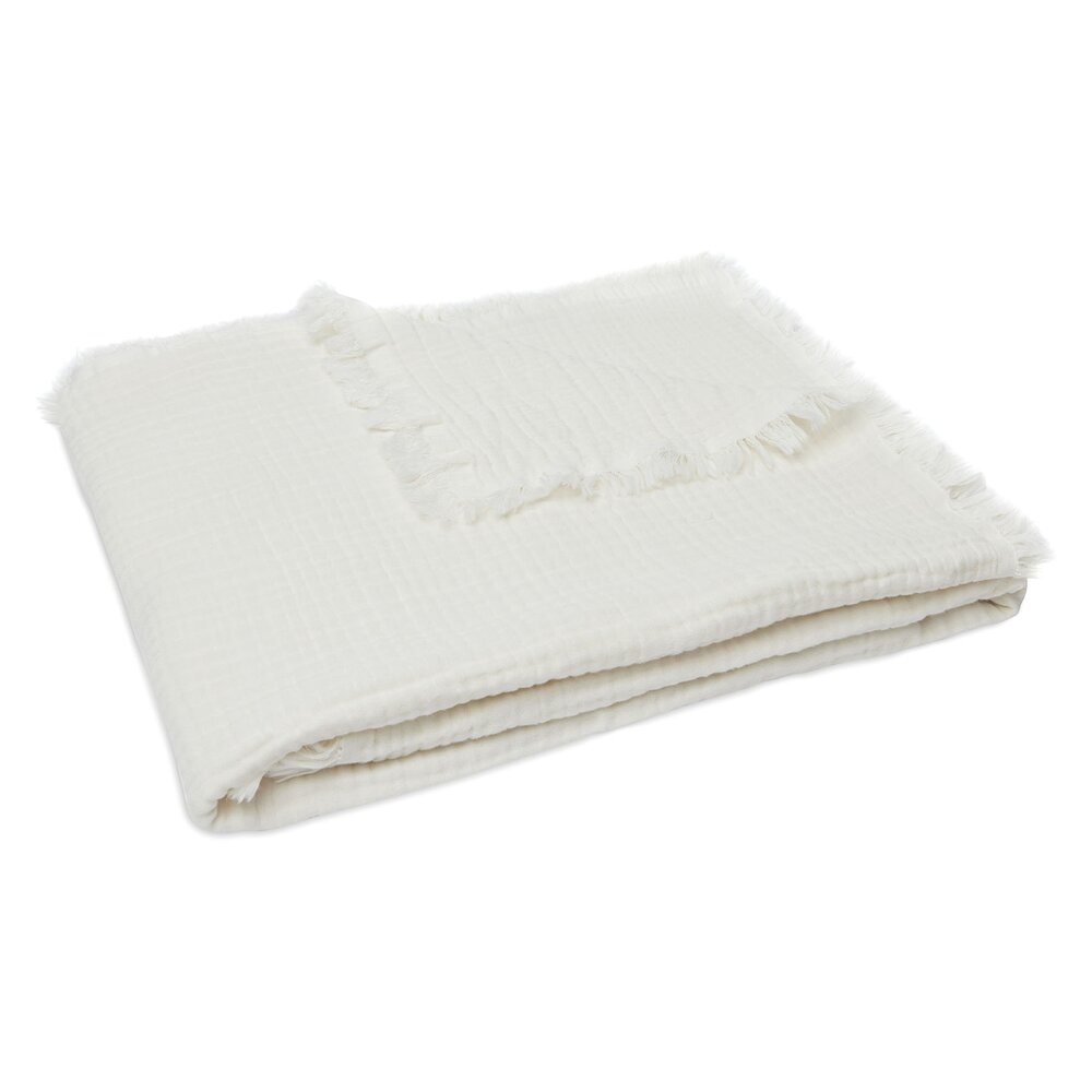 Deken Ledikant 120x120cm Muslin Fringe Ivory