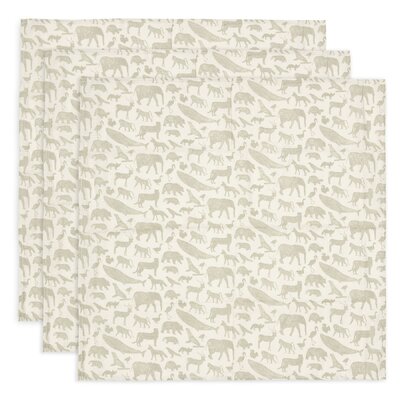 Hydrofiele Doek Small 70x70cm Animals - 3 Stuks Olive green